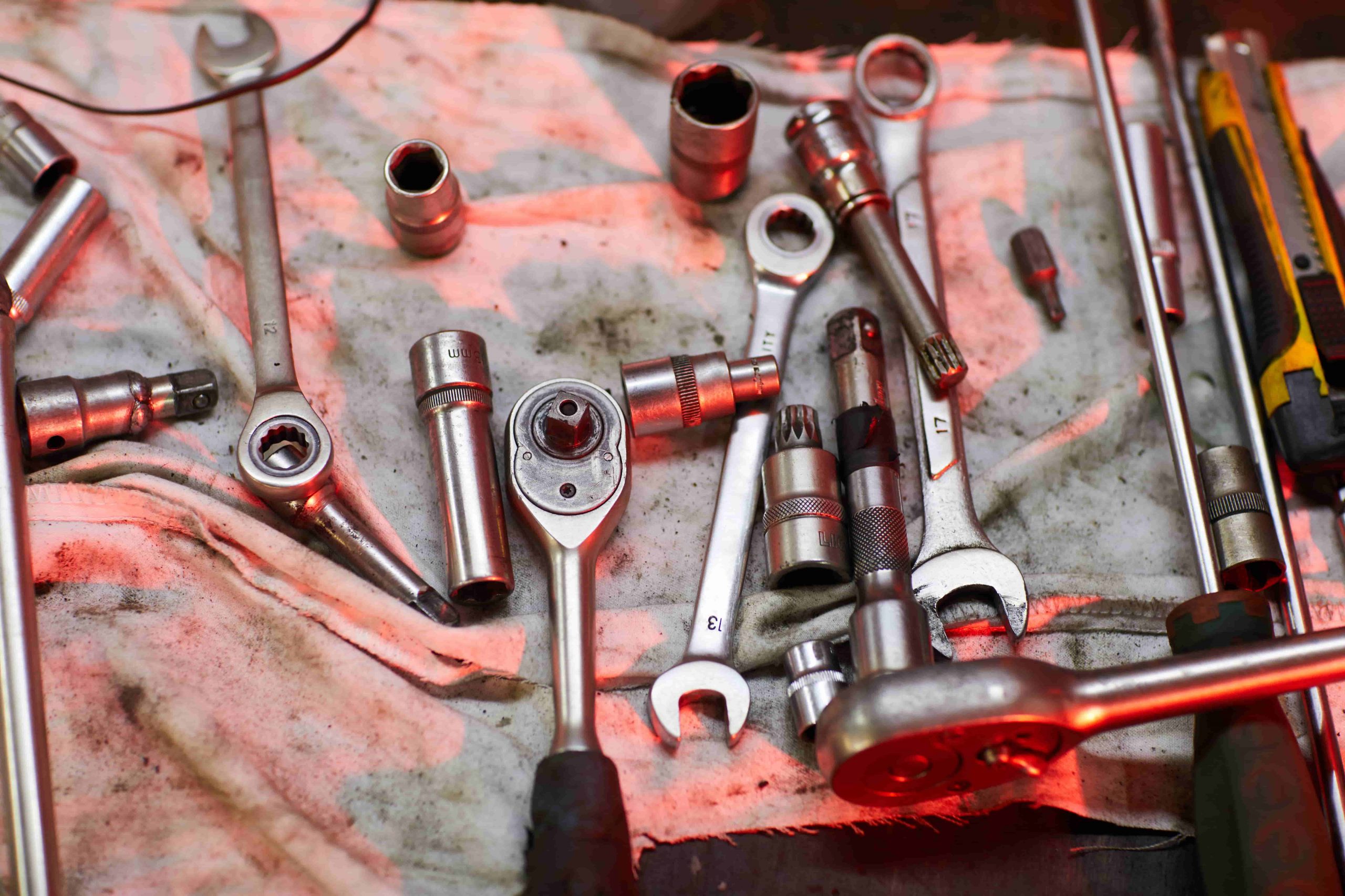 Car repair tools, a variety of car repair tools.