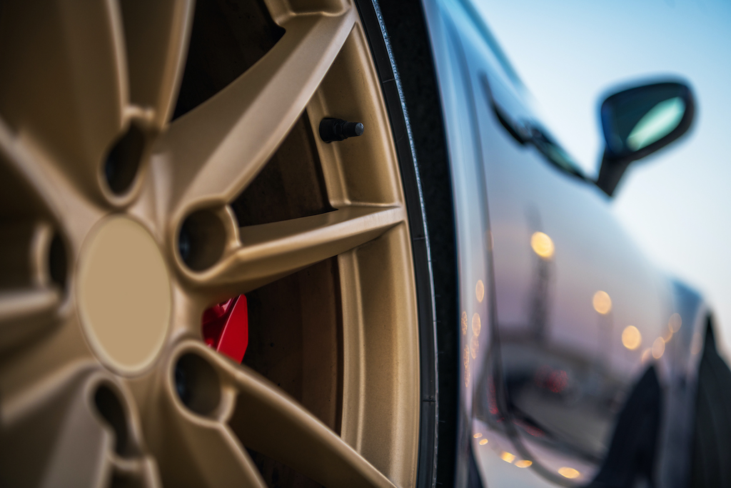 Brake evolution, golden rim of modern car wheel.